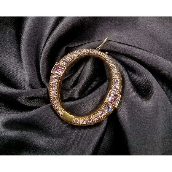 Rare Find Heidi Daus Signed Pendant Scarf Ring Buckle Purple Crystals